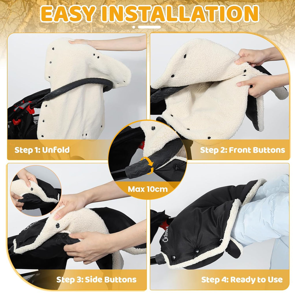 Stroller Handlebar Hand Muffs – Waterproof Winter Mittens