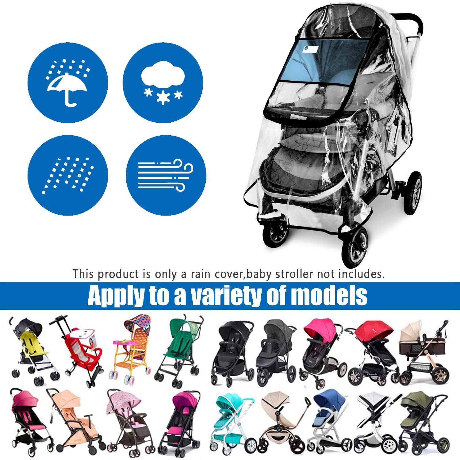 Universal Stroller Rain Cover – Waterproof Windproof Weather Shield
