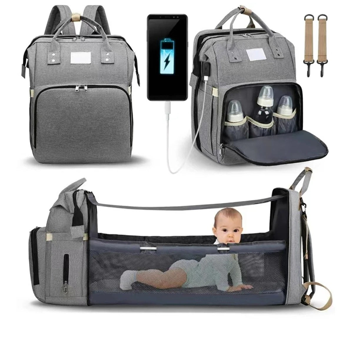 Diaper Backpack with Foldable Baby Bed & Changing Station