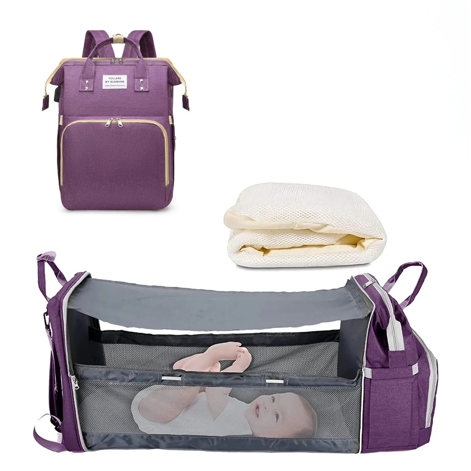 Diaper Backpack with Foldable Baby Bed & Changing Station