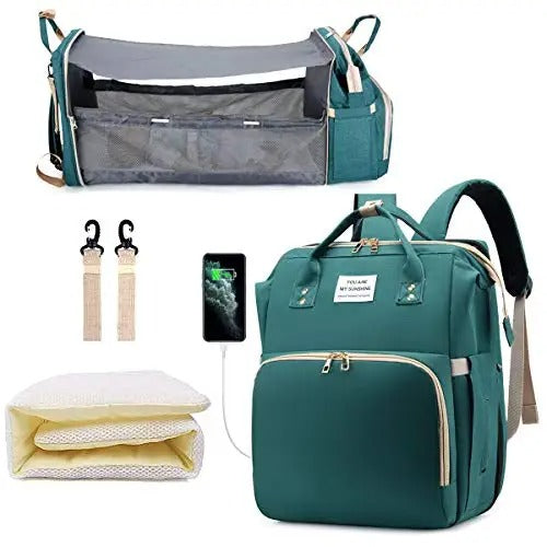 Diaper Backpack with Foldable Baby Bed & Changing Station
