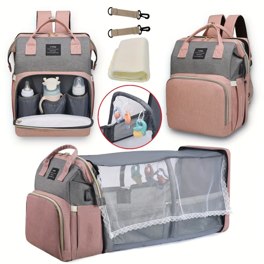 Diaper Backpack with Foldable Baby Bed & Changing Station