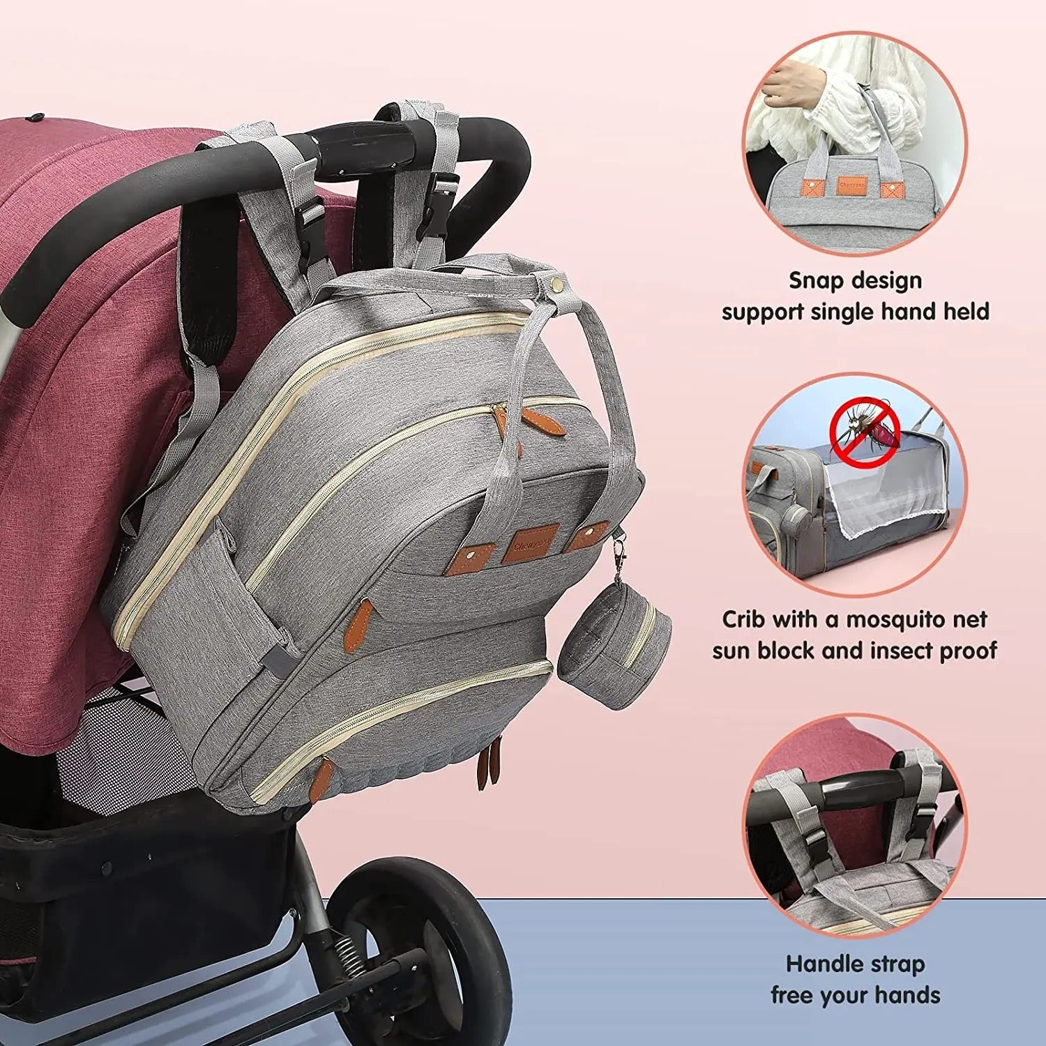 Diaper Backpack with Foldable Baby Bed & Changing Station